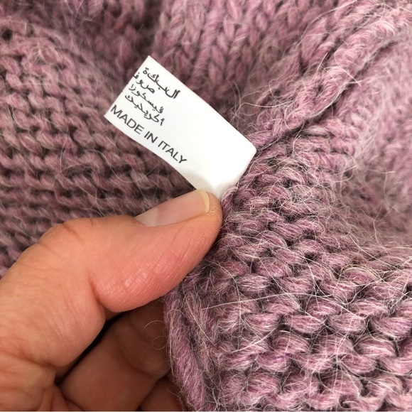 LINK DONNA Alpaca Wool Blend Made Italy Maroon Knit Cardigan M Check Measurement - Picture 12 of 16